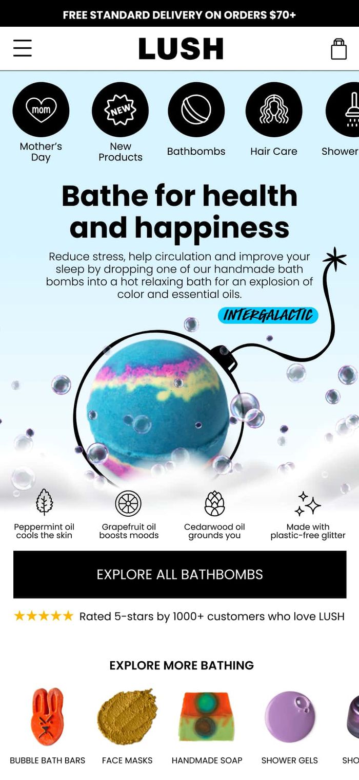 Lush cosmetics brand specializing in bath bombs, revamped by Grumspot