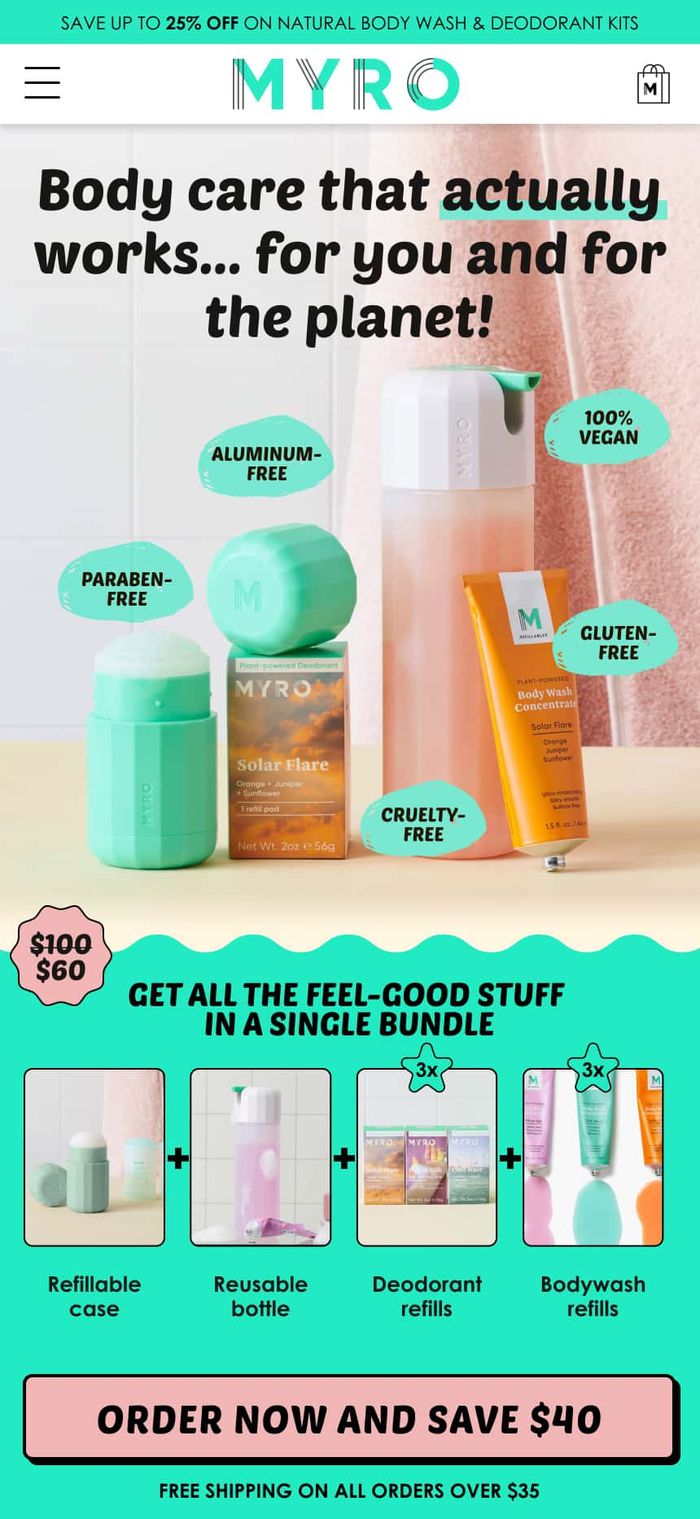 Myro brand of body care & soaps, redesigned by Grumspot