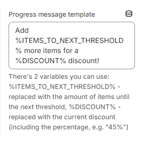Block setting for dynamic progress message