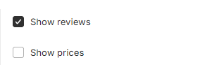 Block settings for enabling/disabling reviews and prices