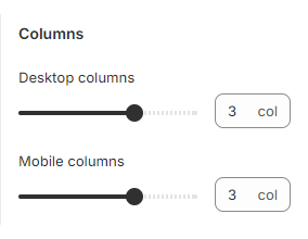 Block settings for controlling UI column count on mobile/desktop
