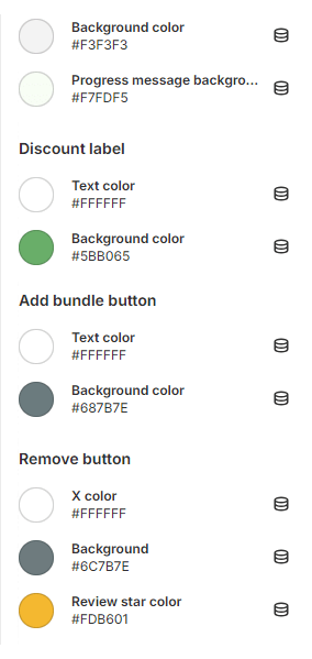 Block settings for colors