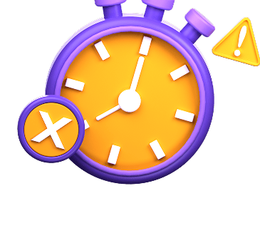 Rapid turnaround for Shopify development and design projects, depicted by a purple and yellow stopwatch