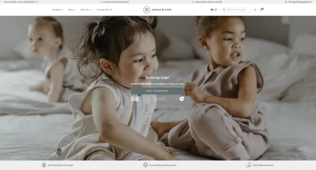 A refreshed and modernized website experience for Emma&Noah