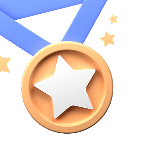 Next‑level quality for Shopify development and design projects, depicted by a gold medal with a white star