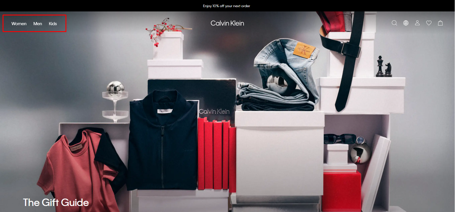 Calvin klein homepage