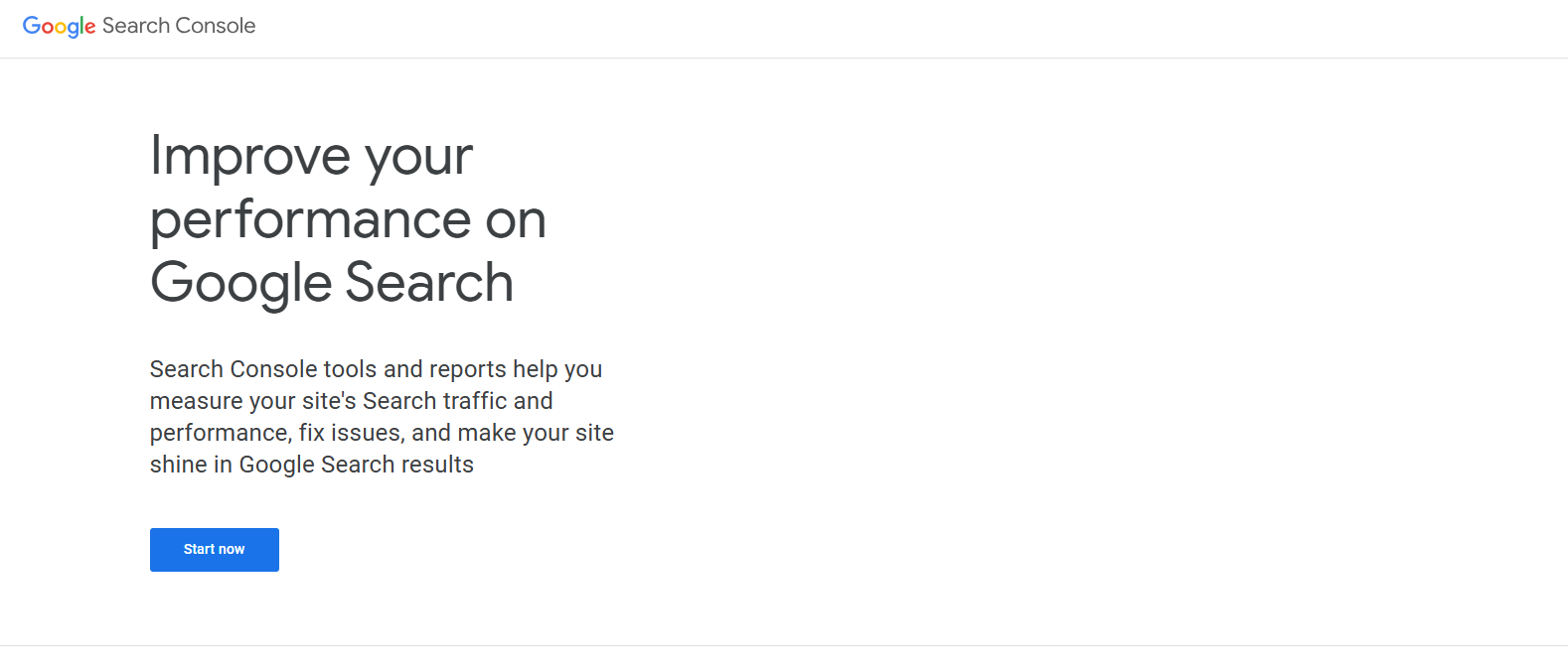 Google search console landing page