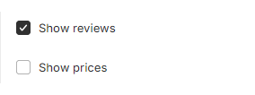 Block settings for enabling/disabling reviews and prices