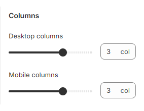 Block settings for controlling UI column count on mobile/desktop