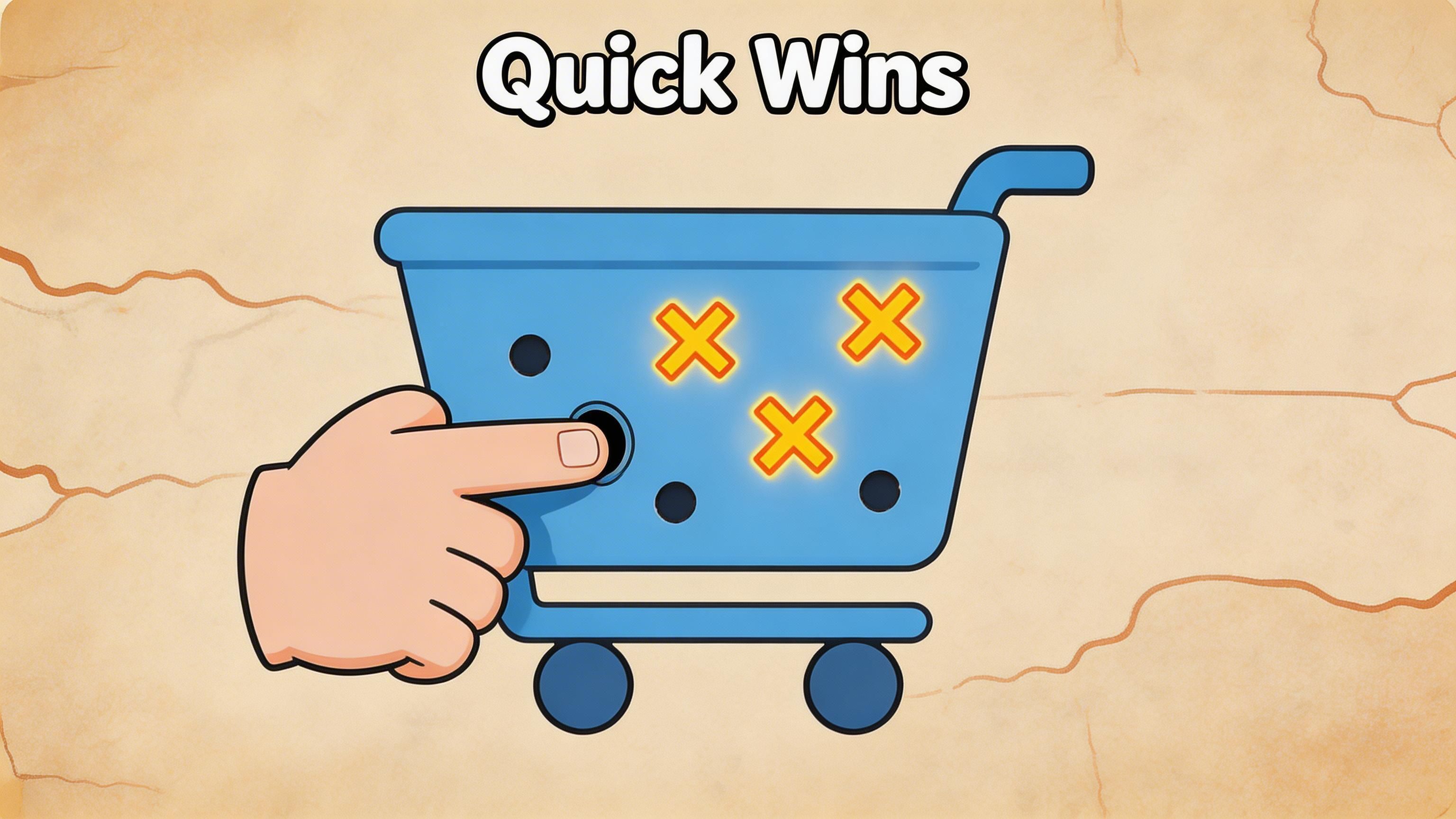 A hand pressing a button on a blue shopping cart, symbolizing strategies to reduce Shopify cart abandonment.