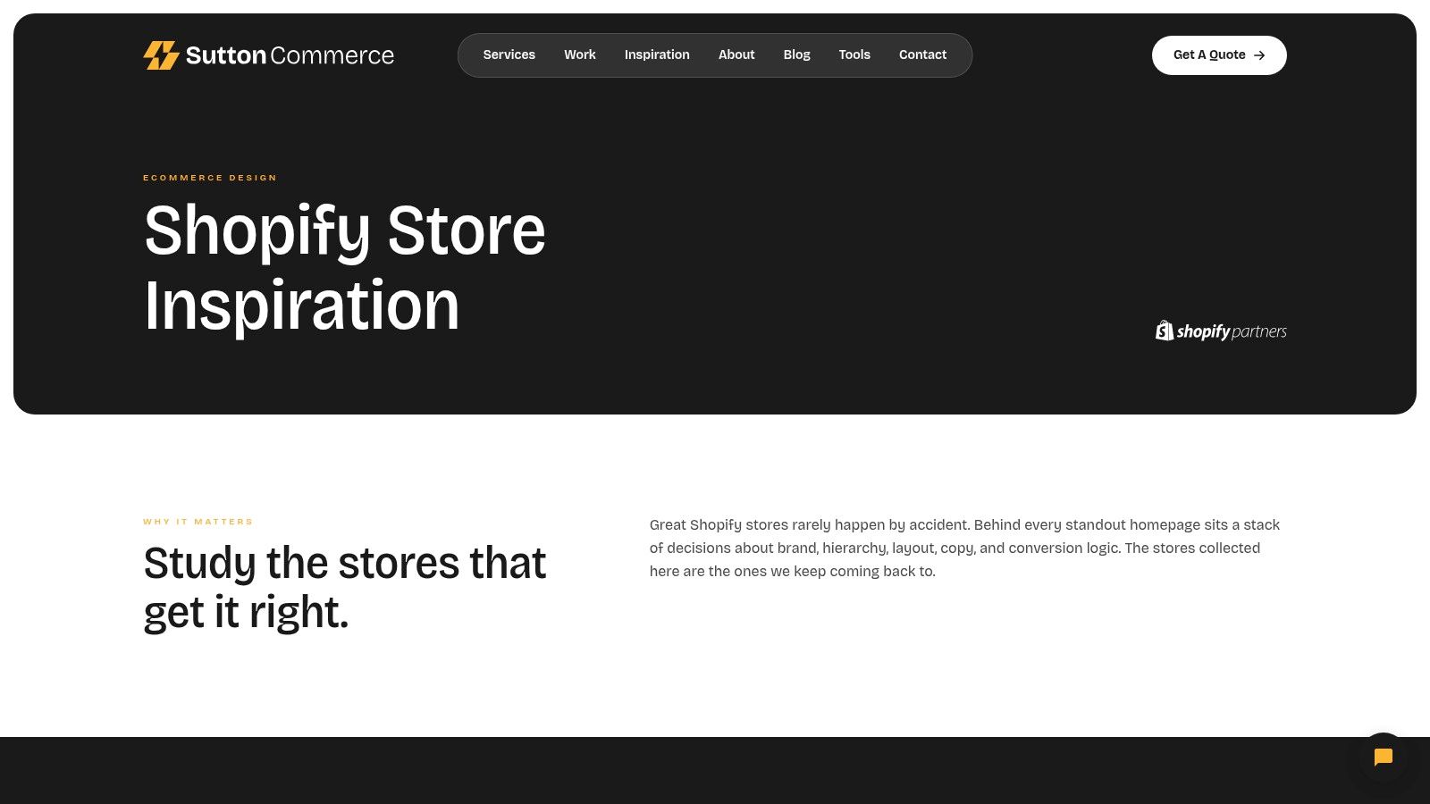 Sutton Commerce Shopify Store Inspiration Library